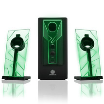 Glowing Green LED Computer Speaker Sound System with Dual Drivers - $128.32