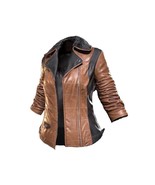 Women Leather Jacket Vintage Biker Café Racer Designer Distressed Genuin... - $277.46 CAD
