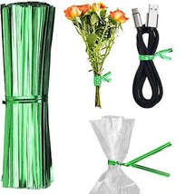 1000 Pack Glossy Green Twist Ties 4&quot; Metallic Foil for Cellophane Bags - £5.86 GBP