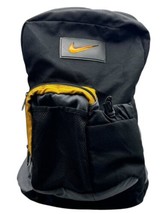 Vintage Nike Backpack Center Swoosh Black Gray Gold Yellow 90&#39;s Y2K Daypack Bag - $27.81