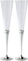 Wedgwood Wedding Toasting Flutes Pair Champagne Silver Stem Simply Wish ... - $61.75