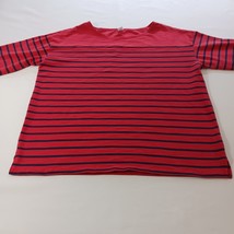 Old Navy 3/4 Sleeve Women's Red & Black Cotton Blend Stripes T-Shirt Size Large image 7