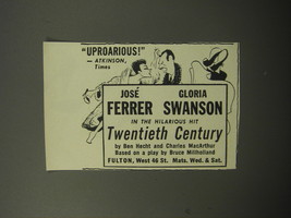 1951 Twentieth Century Play Ad - Jose Ferrer Gloria Swanson - £14.50 GBP