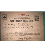 WW11 War Ration Books- #4 Hookstowm   PA - $279.97 MXN