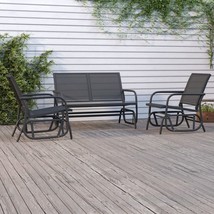  Garden Lounge Set Set of 3 Black Steel, Textilene Standard - €462,29 EUR
