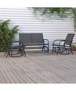  Garden Lounge Set Set of 3 Black Steel, Textilene Standard - $541.99