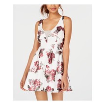 Crystal Doll Mini Dress V Neck Sleeveless A Line Floral White Pink Juniors 1 - £7.66 GBP