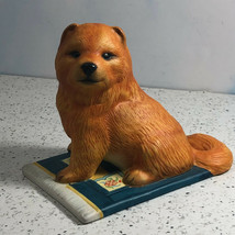 Franklin Mint Puppy Dog Figurine Sculpture Vintage 1987 Chow Brown Carpet Blue - £23.41 GBP