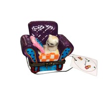 Gift Box Cat Chair Porcelain Hinged Trinket Present Jewelry Pill Purple Kitten - £23.18 GBP