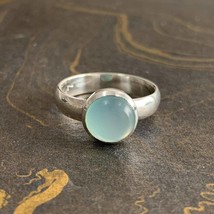 925 Sterling Silver Aqua Chalcedony Gemstone Statement Women Ring - $11.63+