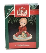 Rare 1991 New In Box A Child&#39;s Christmas Ornament Baby With Blocks - £4.93 GBP