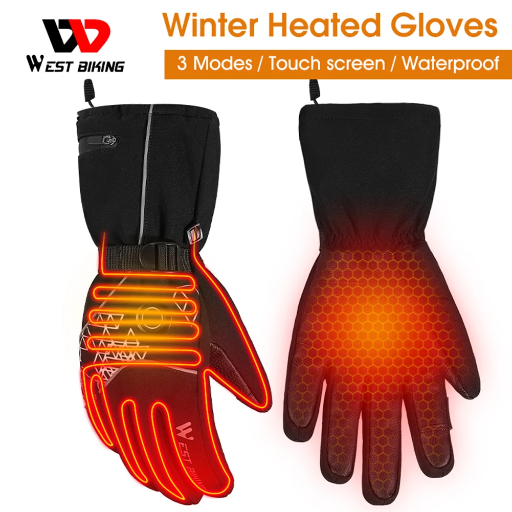 WEST BIKING Winter Electric Heated Gloves USB Rechargeable Anti-Cold Waterproof  - £162.76 GBP