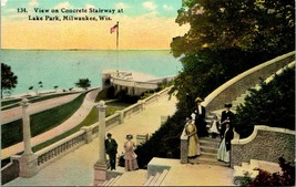 Vtg Postcard 1912 View on Concrete Stairway at Lake Park Milwaukee, WI - £13.21 GBP