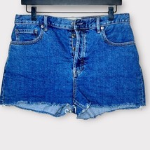 EVERLANE button fly high waisted cheeky short jean shorts cutoffs size 29 - £22.13 GBP