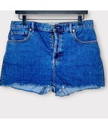EVERLANE button fly high waisted cheeky short jean shorts cutoffs size 29 - £22.77 GBP