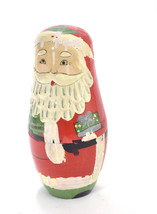 Vintage Christmas SANTA CLAUS Hand Painted Wooden Nesting Hideaway Doll Distress - £15.56 GBP