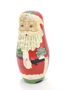 Vintage Christmas SANTA CLAUS Hand Painted Wooden Nesting Hideaway Doll ... - $19.79