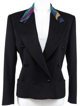 Gianni Versace Jacket Blazer Double Breasted Wool Black Long Sleeve 4 38 Vintage - £375.82 GBP