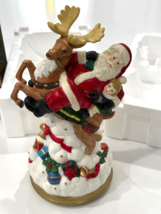 Holiday Musical Santa Reindeer Music Box &quot;Here Comes Santa Claus&quot; w/Orig... - $16.83