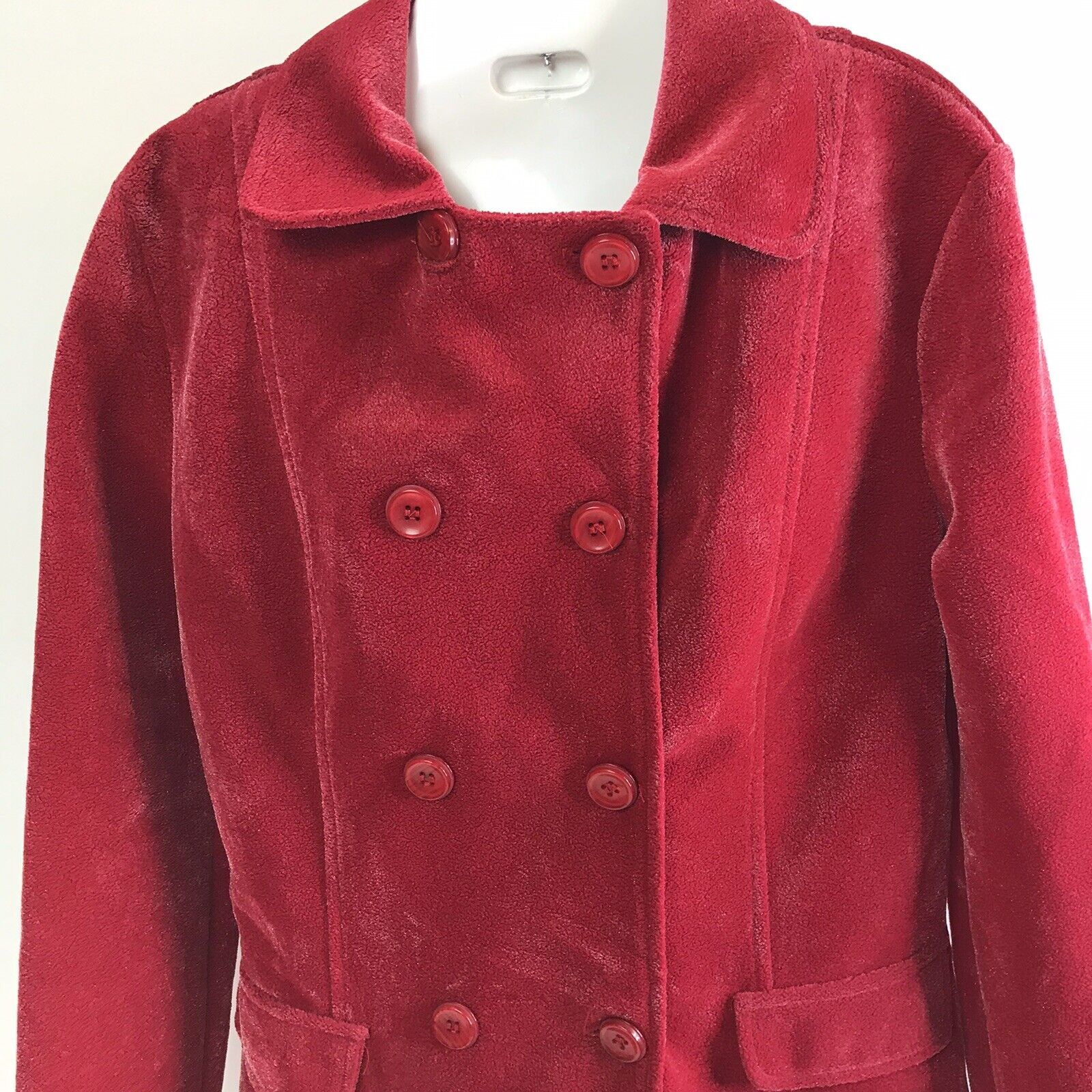 Primary image for VTG 90s Misope Red Double Breasted Jacket Soft Shimmer Fabric USA Made