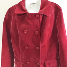 VTG 90s Misope Red Double Breasted Jacket Soft Shimmer Fabric USA Made - $24.75