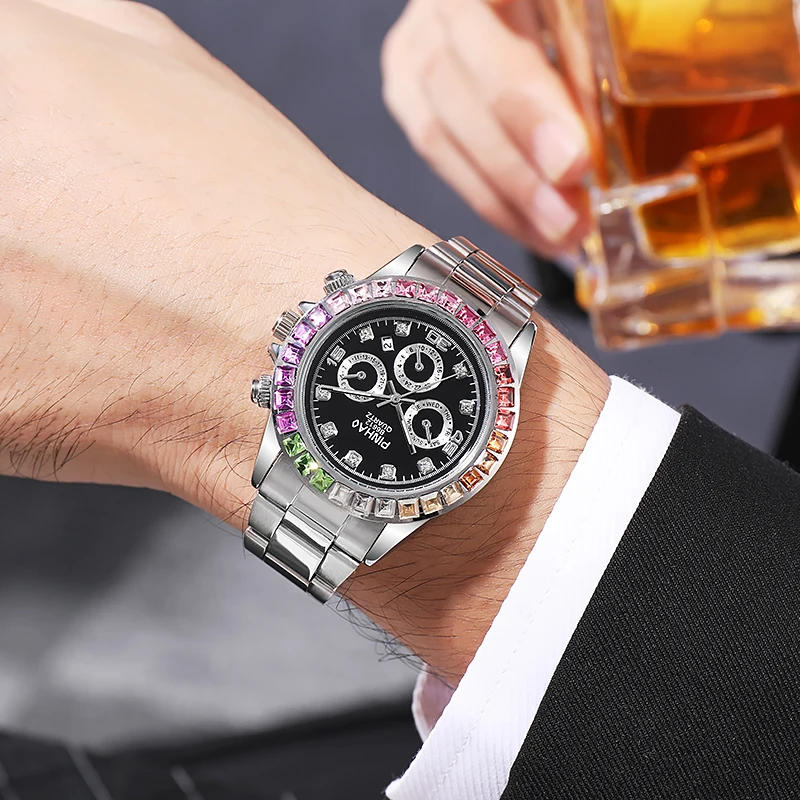 New Arrival Men Quartz Watches Women Wristwatch Stainless Steel Calendar Colorfu - £18.04 GBP