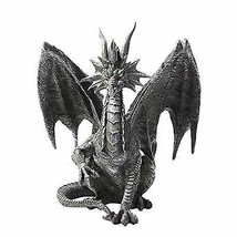 Ruth Thompson Fantasy Metallic Grey Checkmate Dragon With Majestic Horns Statue - £39.28 GBP