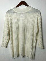 C.S.T. Studio Ivory Mock Neck Sweater with Three Quarter Sleeves - £12.07 GBP