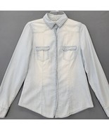 Angel Kiss Women Shirt Size L Blue Chambray Iconic Pearl Snap Long Sleev... - $19.80