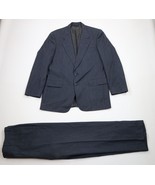 Vtg 70s Streetwear Mens 40R Distressed Wool Herringbone 2 Piece Suit Blu... - $270.73 CAD