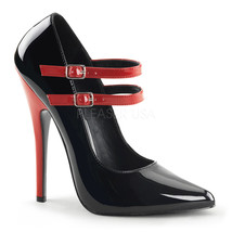 Sexy Shoes Black &amp; Red Double Strap Mary Janes 6&quot; Stilettos High Heels DOM442/B - £52.71 GBP