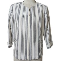 Striped Full Zip Front Blouse Size 12P - £19.42 GBP