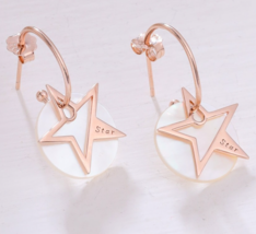 925 Sterling Silver 14k Rose Gold Plated MOP Dangle Earrings for Women&#39;s - $1,233.55 MXN