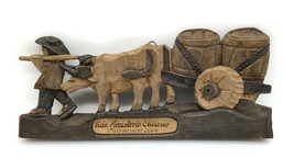 Carved Wooden Man Leading Ox Cart Plaque Kdo. Ministerio Chileno Valparaiso 2009 - £13.23 GBP