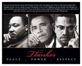 Bruce Tleleky: Peace, Power, Respect (MLK, Obama, Malcolm X) 7.5"x9.5" A... - $4.99