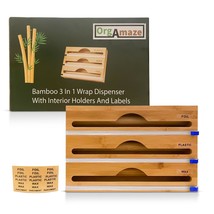 3-In-1 Bamboo Wrap Organizer With Cutters, Labels, Interior Holders, Anti-Slip P - $56.99