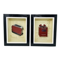 Kitchen Wall Art 3D Black Red Stove Toaster Shadow Boxes Decor Arister 2004 - £16.98 GBP