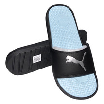 Nwt Puma Msrp $48.99 Cool Cat Sport Women Black Blue Glow Slip On Slides Sandals - £16.97 GBP