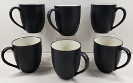 6 Noritake Colorwave Graphite Mug Set Black White Stoneware Drink Coffee... - £44.27 GBP