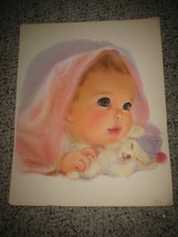 Vintage Adorable Big Eyed Baby with Toy Art Print for Framing 11 X 14 - £15.86 GBP
