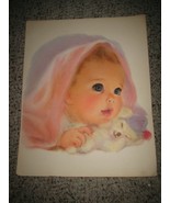 Vintage Adorable Big Eyed Baby with Toy Art Print for Framing 11 X 14 - £15.81 GBP
