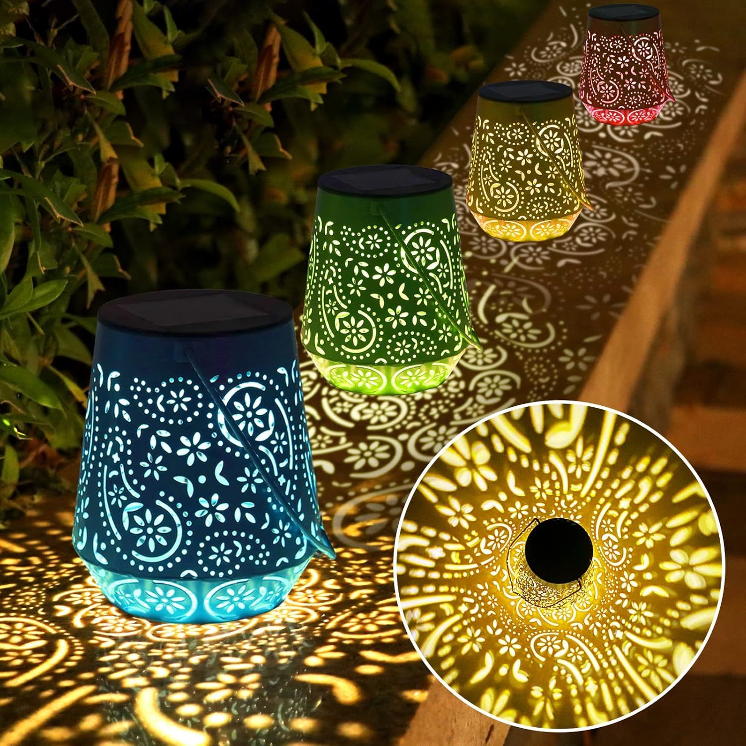 4 Packs Outdoor Solar Lanterns For Patio Waterproof, 4 Colors Solar Hanging Lant