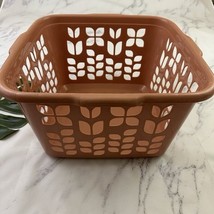 Rubbermaid Vintage 80s Square Laundry Basket Hamper Plastic Floral Spice... - $35.63