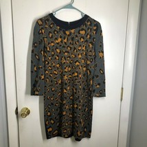 Sandro Leopard Print Sweater Dress Solid Black Back SZ 1 3/4 Sleeve Small to MED - £18.17 GBP