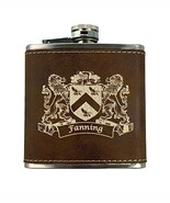 Fanning Irish Coat of Arms Leather Flask - Rustic Brown - €21,29 EUR
