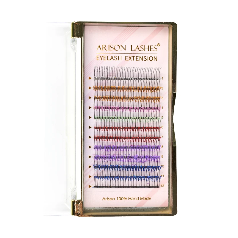 12 Strips Glitter &amp; y Eyelash Extensions C Curl 0.15mm Individual Colorful Eyela - $47.03