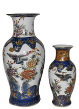 Pr Vintage Chinese Cloisonne Enamel Vases Hand Painted/Decorated Porcela... - £273.64 GBP