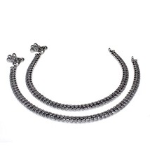 Oxidized Sterling Silver Ankle boho foot chain Anklets for women 10.8&quot; - £84.04 GBP