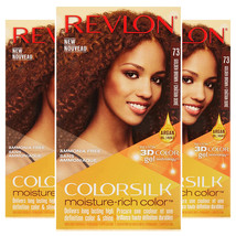 Pack of (3) New Revlon Colorsilk Moisture Rich Hair Color, Golden Brown No. 73, - £14.25 GBP