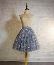 Gray A-line Midi Tulle Skirt Outfit Plus Size Tulle Ballerina Skirt Outfit image 2